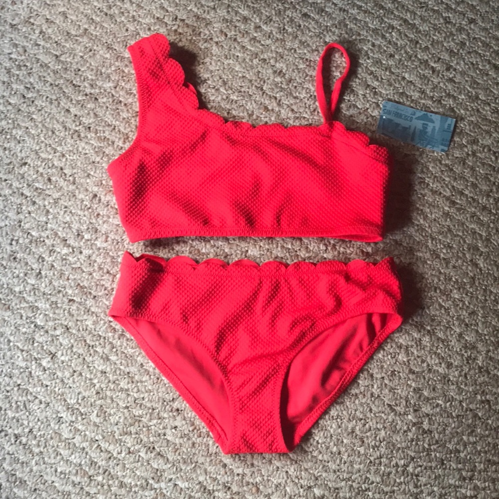 Cute one shoulder cotton bikini